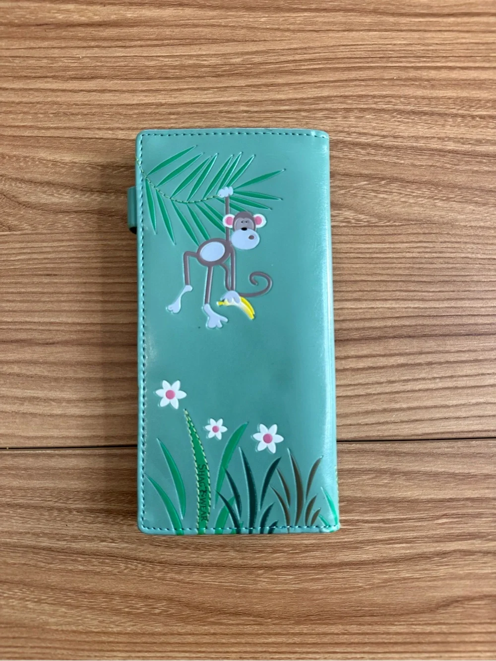 Teal Monkey Wallet with Banana Snap